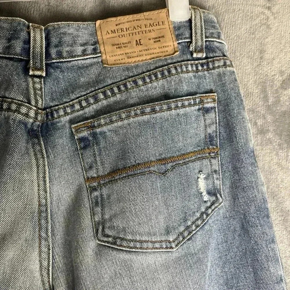 American Eagle Womens 6 Fray Hem Bootcut Jeans Mid Rise Distressed Boho 70s Y2K - Picture 4 of 11